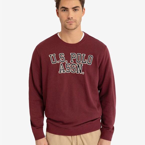 U.S. Polo Assn. NEW Men's French Terry Logo Applique Sweatshirt Burgundy Large - Picture 1 of 9